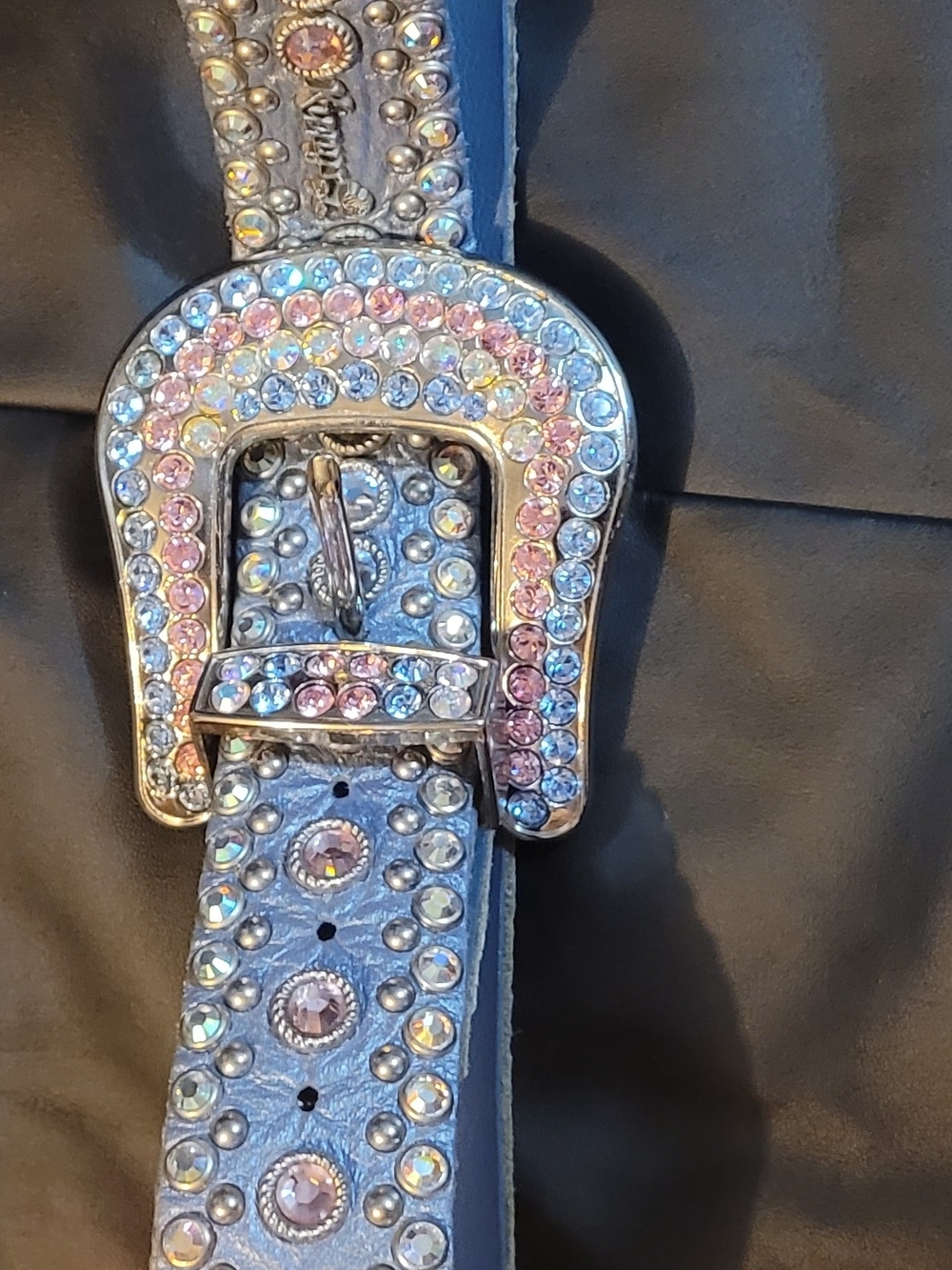 Kippys Pink & Blue Swarovski Crystal Leather Belt. Absolutely Gorgeous In Person - Picture 7 of 8